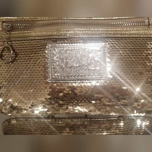 COACH Poppy Gold Sequined Large Clutch Wristlet - Picture 3 of 9